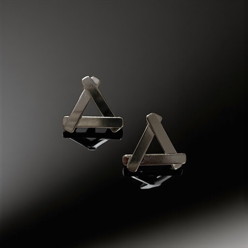 Overlay Silver Triangle Stud Earrings